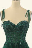 Green Beading Tulle Formal Dress