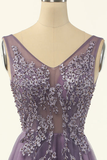Tulle Purple A-line Formal Dress