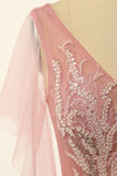 Blush Beading Tulle A-line Formal Dress