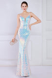 Dazzle Light White Seuiqned Mermaid Prom Dress