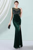 Load image into Gallery viewer, Dark Green Mermaid Bateau Neck Formal Dress