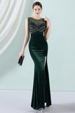 Dark Green Mermaid Bateau Neck Formal Dress