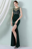 Dark Green Mermaid Bateau Neck Formal Dress