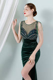 Dark Green Mermaid Bateau Neck Formal Dress