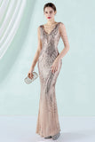 White Deep V Neck Mermaid Evening Dress