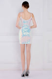 Dazzle light White Mini Bodycon Sequined Cocktail Dress