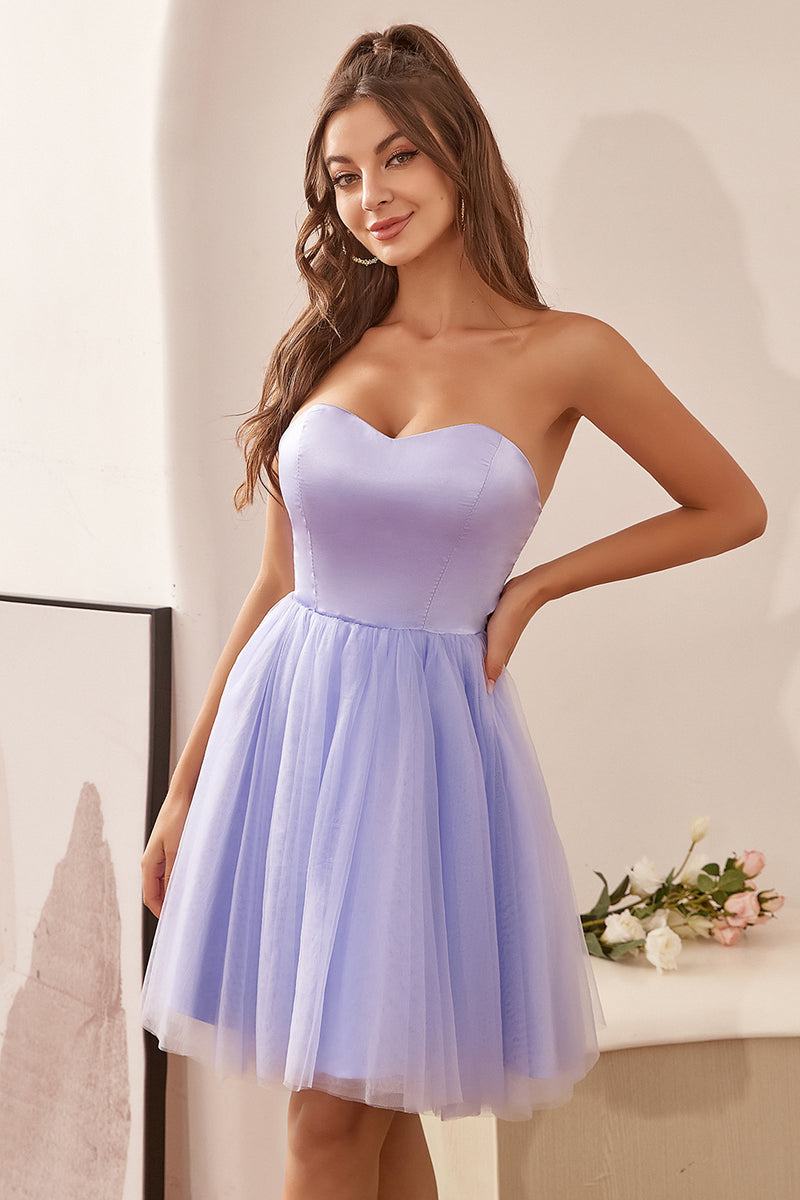 Load image into Gallery viewer, Sweetheart Purple A Line Cocktail Dress