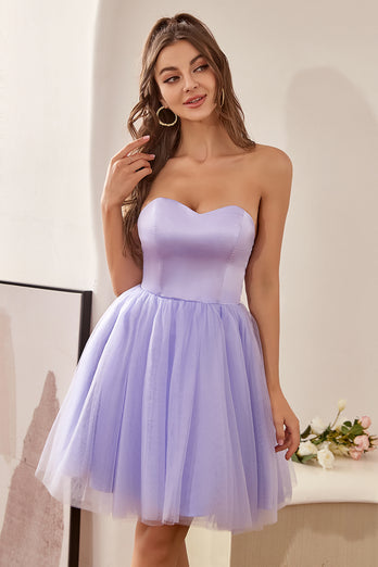 Sweetheart Purple A Line Cocktail Dress