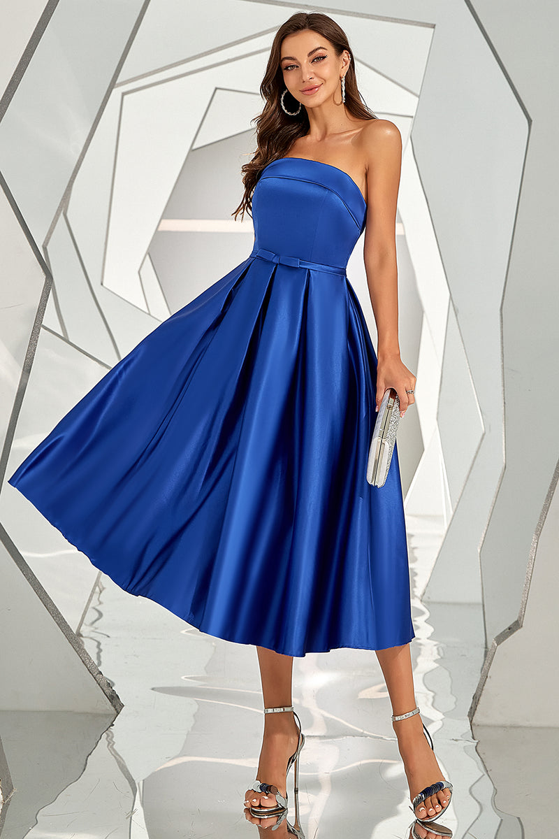 Load image into Gallery viewer, Royal Blue Strapless Cocktail Dress