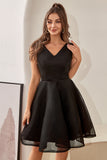 Black V Neck Cocktail Dress