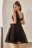 Black V Neck Cocktail Dress