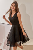 Black V Neck Cocktail Dress