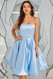 Sky Blue Strapless Cocktail Dress