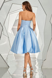 Sky Blue Strapless Cocktail Dress