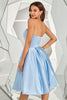 Load image into Gallery viewer, Sky Blue Strapless Cocktail Dress