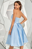 Sky Blue Strapless Cocktail Dress