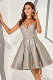 Silver Grey Sweetheart Short Cocktail Dress