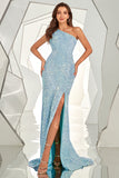 One Shoulder Sequined Mermaid Formal Dress