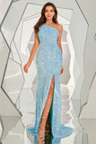 One Shoulder Sequined Mermaid Long Formal Dress