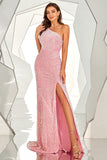 One Shoulder Sequined Mermaid Long Formal Dress