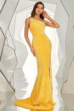 One Shoulder Sequined Mermaid Long Formal Dress