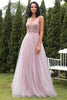 Load image into Gallery viewer, Blush Tulle &amp; Sequins Formal Dress