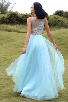 Blue Beading Tulle Formal Dress