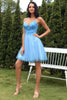 Load image into Gallery viewer, Blue A-Line Cute Cocktail Dress with Appliques
