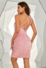 Load image into Gallery viewer, Pink One Shoulder Sequined Tight Short Formal Dress