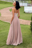 Blush Halter Pleated Formal Dress