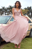 Blush Appliques Chiffon Formal Dress