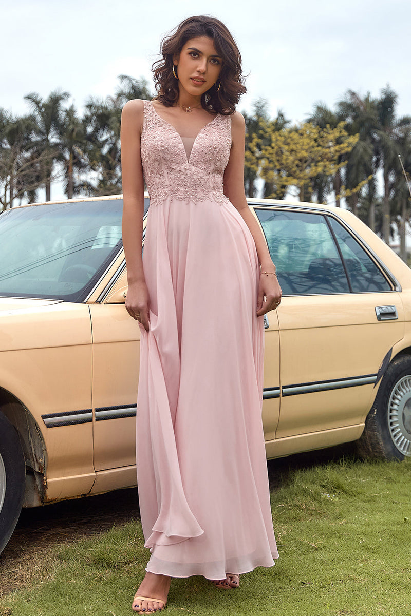 Load image into Gallery viewer, Blush Appliques Chiffon Formal Dress