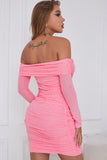 Sheath Off the Shoulder Coral Short Cocktail Dress