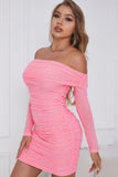 Sheath Off the Shoulder Coral Short Cocktail Dress