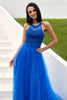 Load image into Gallery viewer, Royal Blue Tulle Formal Dress with Appliques