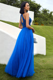 Royal Blue Tulle Formal Dress with Appliques