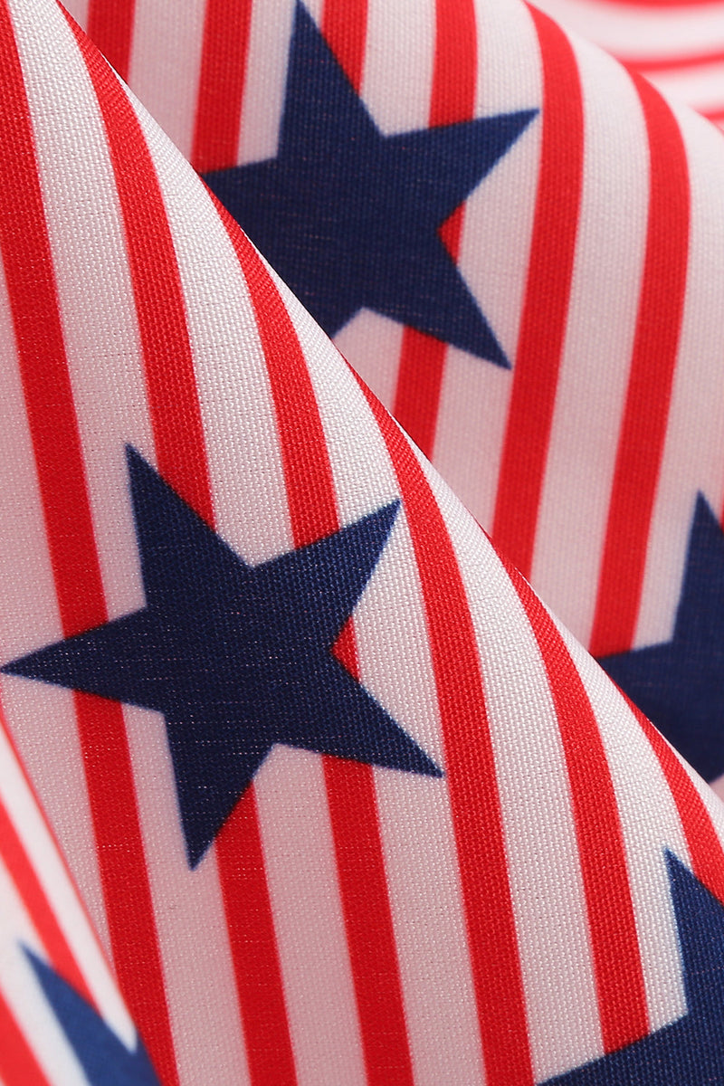 Load image into Gallery viewer, American Flag Stars Print Vintage Dress