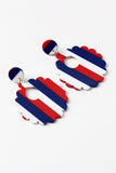 Independence Day Red White Blue Striped Earrings