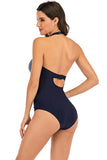 One Piece Halter High Neck Black Swimwear