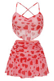 Two Piece Sweet Heart Print Swimwear