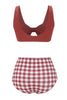 Load image into Gallery viewer, Two Piece Red Plaid Swimwear