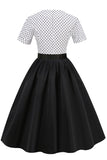 Black and White Polka Dots Vintage 1950s Dress