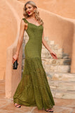 Army Green Summer Lace Maxi Dress