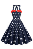 Retro Style Halter Navy Vintage Dress