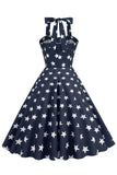 Retro Style Halter Navy Vintage Dress