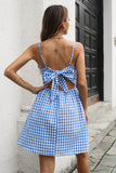 Black Plaid Open Back Summer Dress