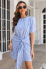 Load image into Gallery viewer, Blue Plaid Summer Dress with Bow