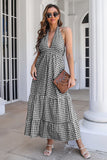 Blue Plaid Boho Maxi Summer Dress