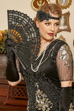 Black 1920s Fan with Fringes