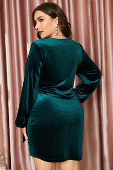 Plus Size Dark Green Velvet Dress
